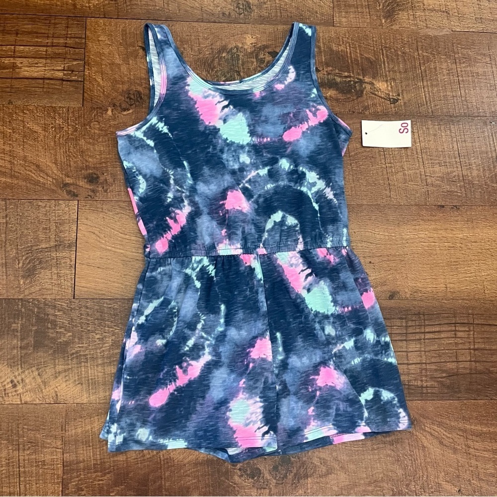 NWT girls youth one 1 piece romper Sz large 10/12 SO brand pink blue tie